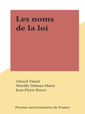 cover image of Les noms de la loi